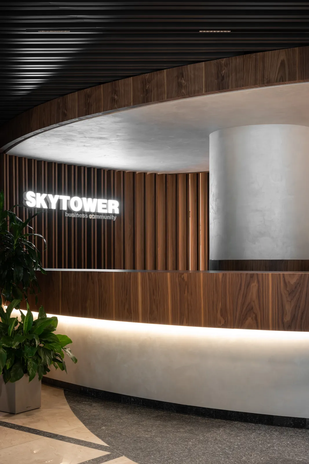 Semnătura SKYTOWER iluminată